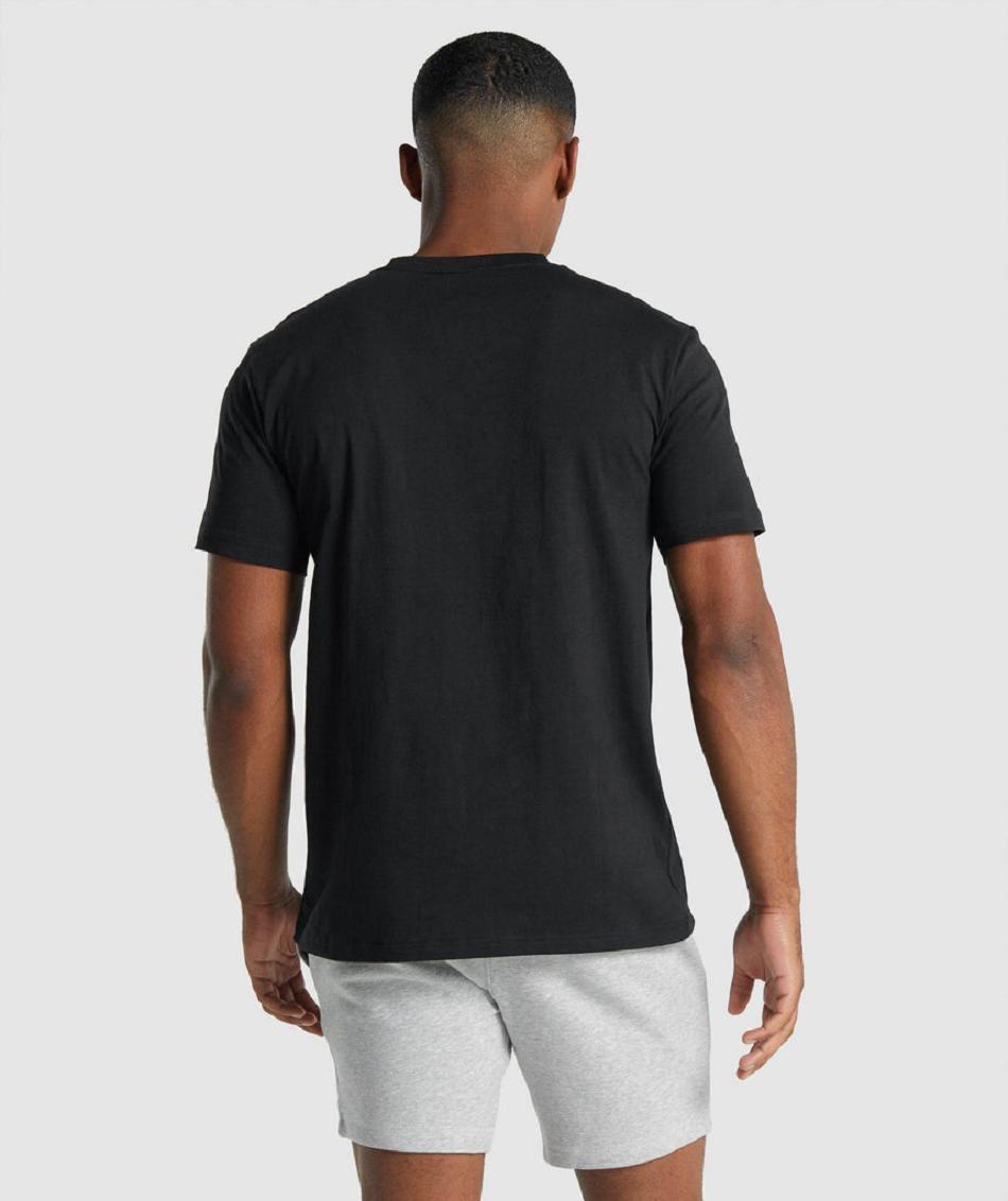 T Shirts Gymshark Crest Hombre Negras | CO 3262AHK